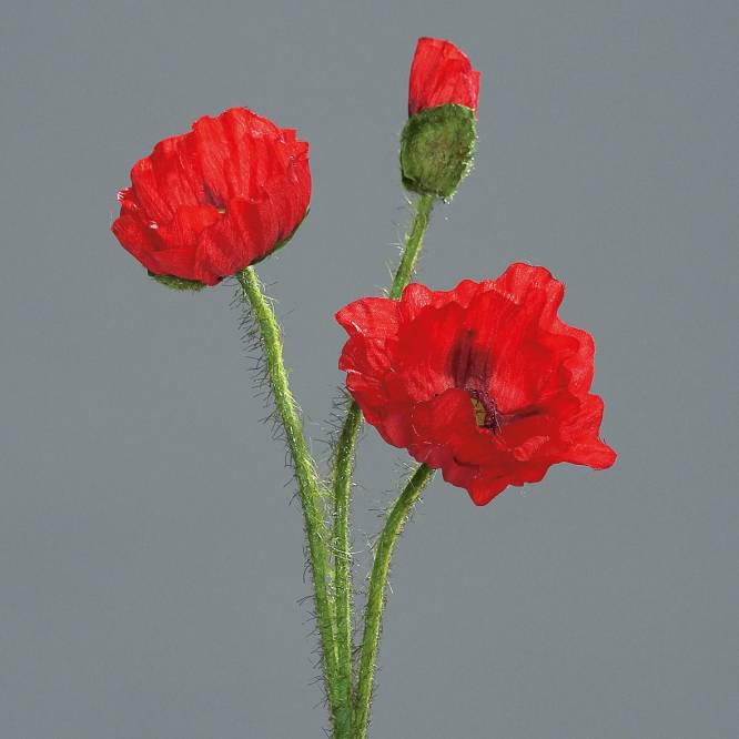 Floare artificiala de Mac rosu 48 cm