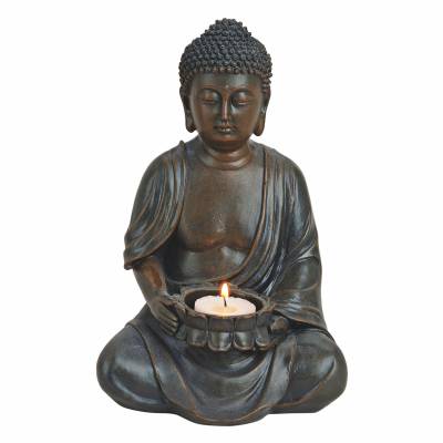 Figurina Buddha cu suport pentru lumanari, 23 cm