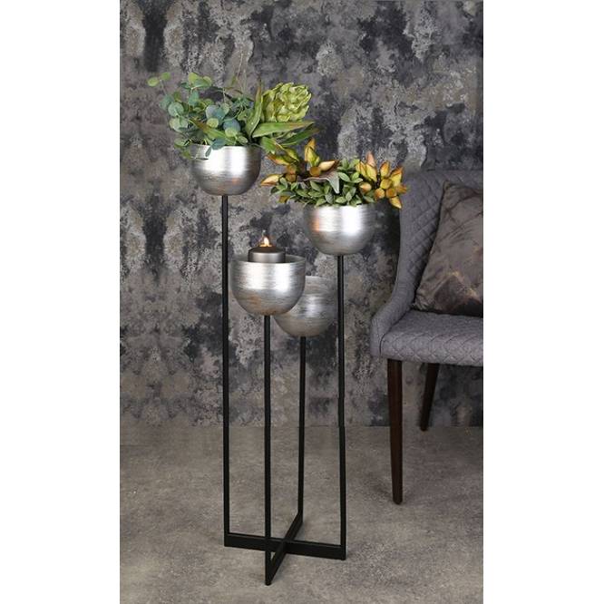 Suport lumanare si flori crom Quattro 97 cm metalic