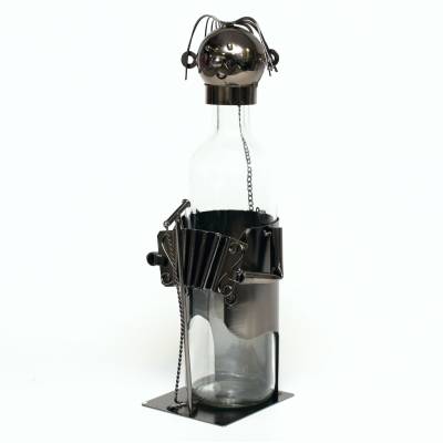 Suport metalic Acordionist pentru sticla de vin, 32 cm