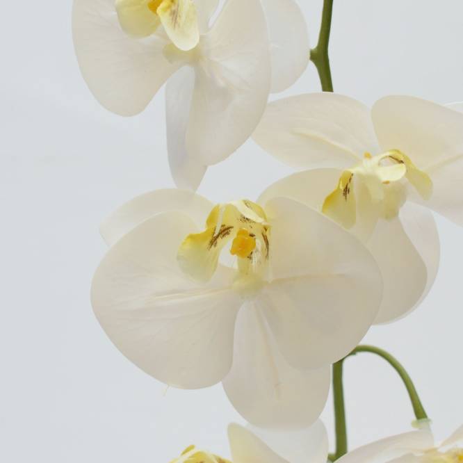 Orhidee artificiala Phalaenopsis alba cu aspect 100% natural, 52 cm